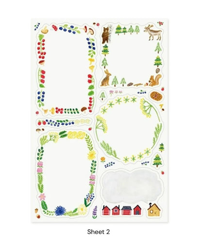 Midori Yuru Log Sticker Sheets – Forest Animal (Set of 2)