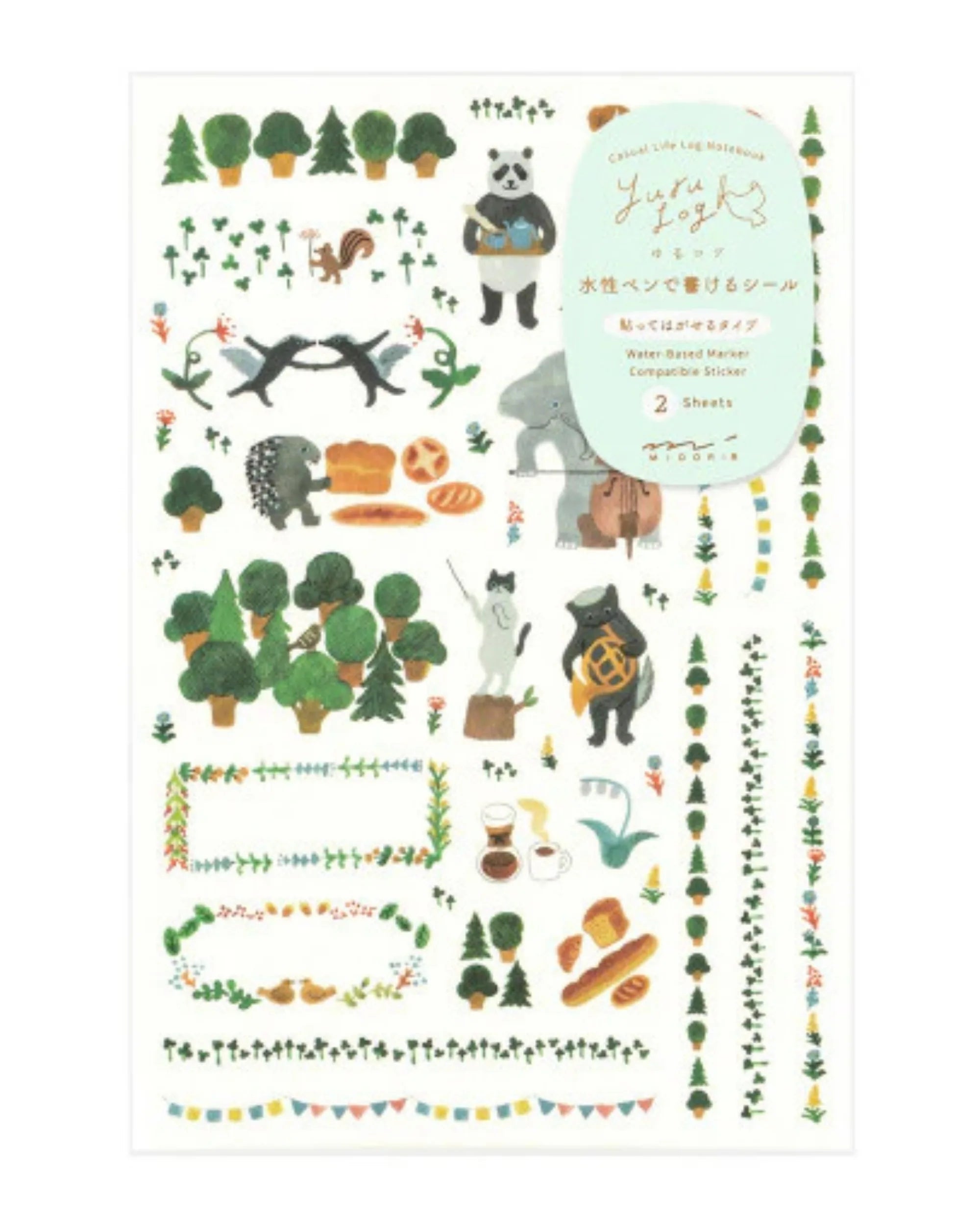 Midori Yuru Log Sticker Sheets – Scandinavia (Set of 2)