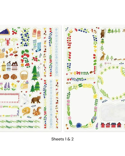 Midori Yuru Log Sticker Sheets – Forest Animal (Set of 2)