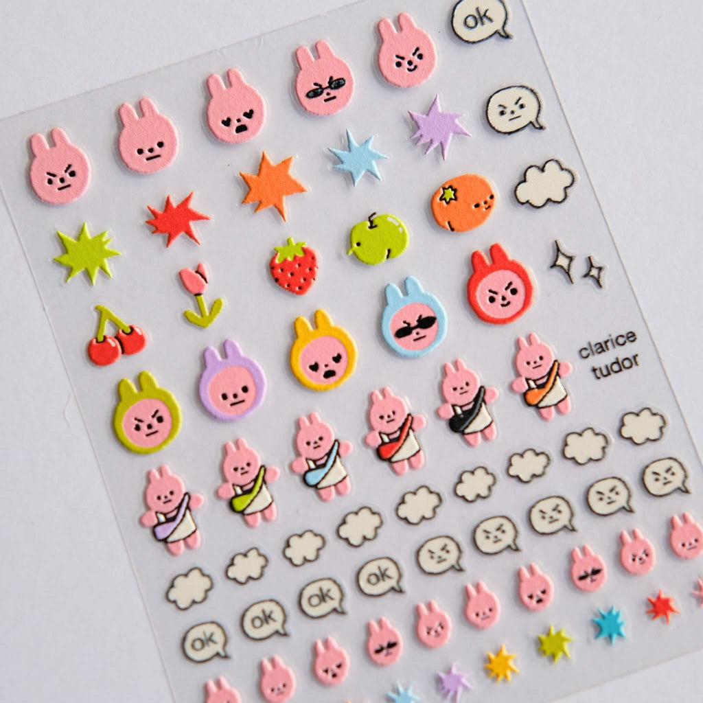 Clarice Tudor 3D illustrated nail sticker sheet