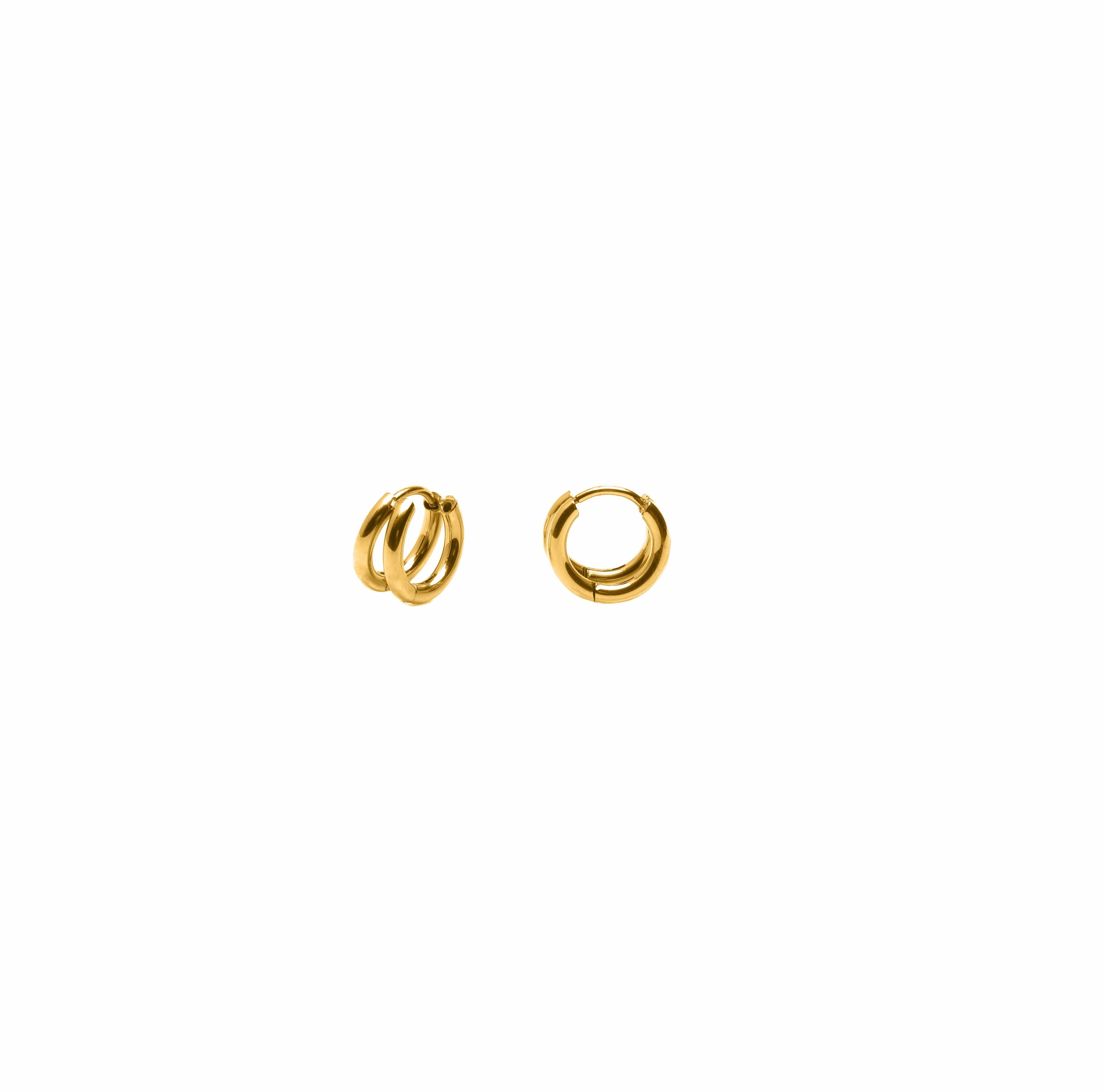 Nordic Muse Gold Double Layer Huggie Hoop Earrings - Jewellery - Subject to Change