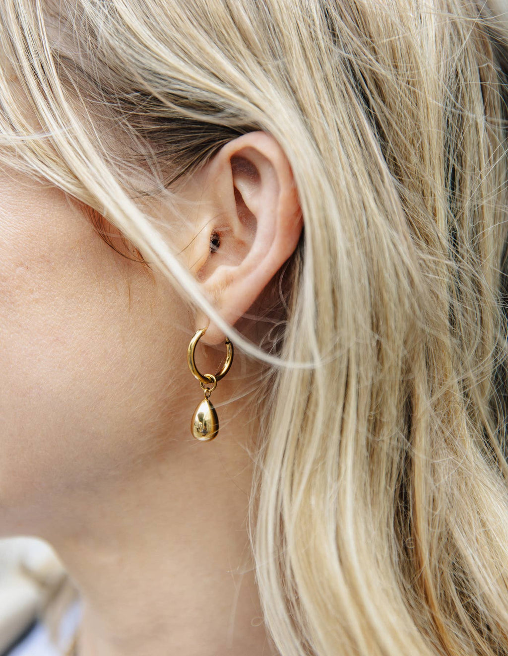 Nordic Muse Gold Drop Hoop Earrings - Jewellery - Subject to Change