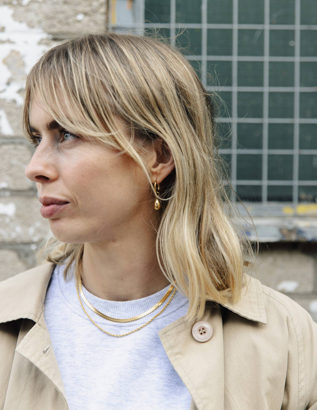 Nordic Muse Gold Drop Hoop Earrings - Jewellery - Subject to Change