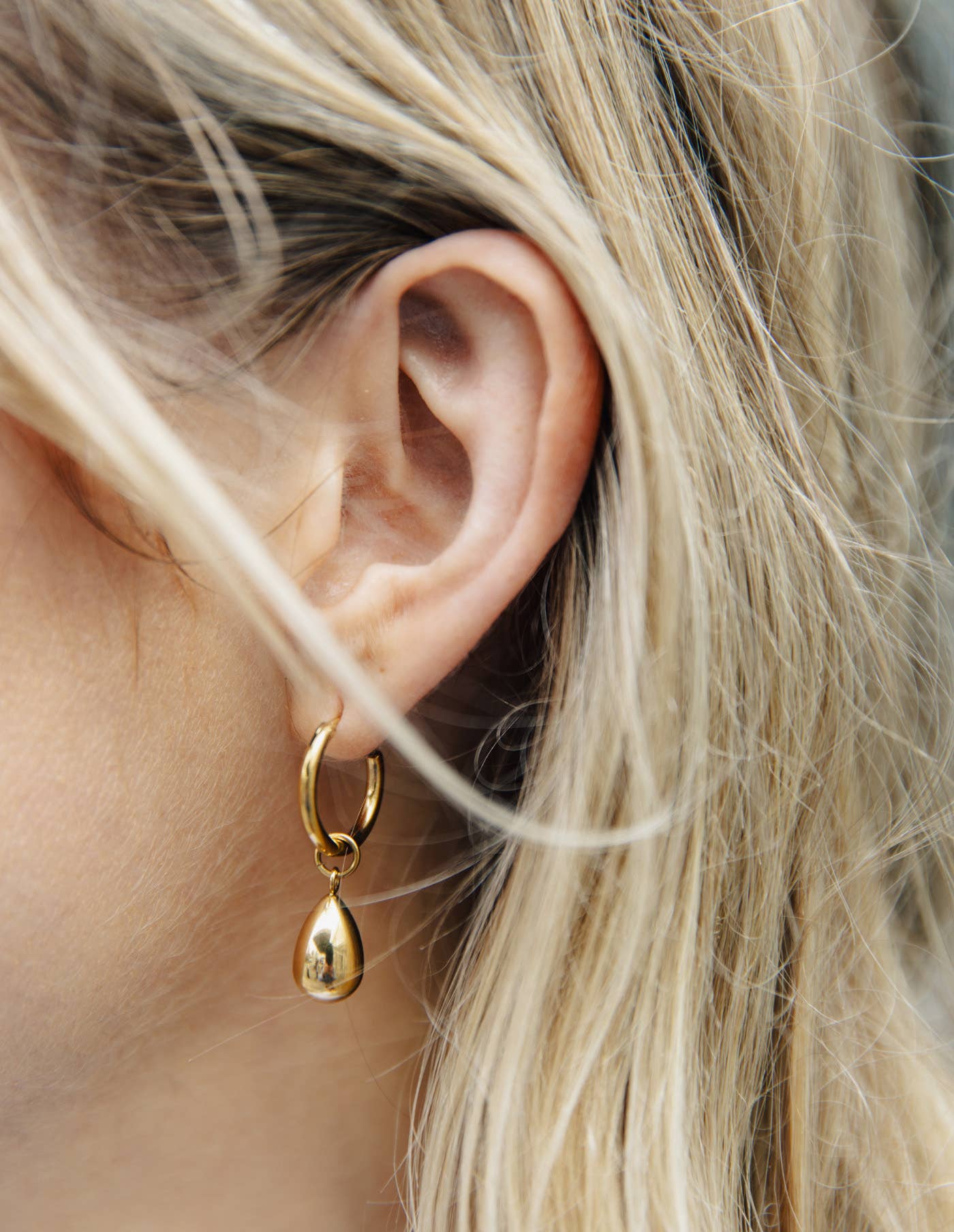 Nordic Muse Gold Drop Hoop Earrings - Jewellery - Subject to Change