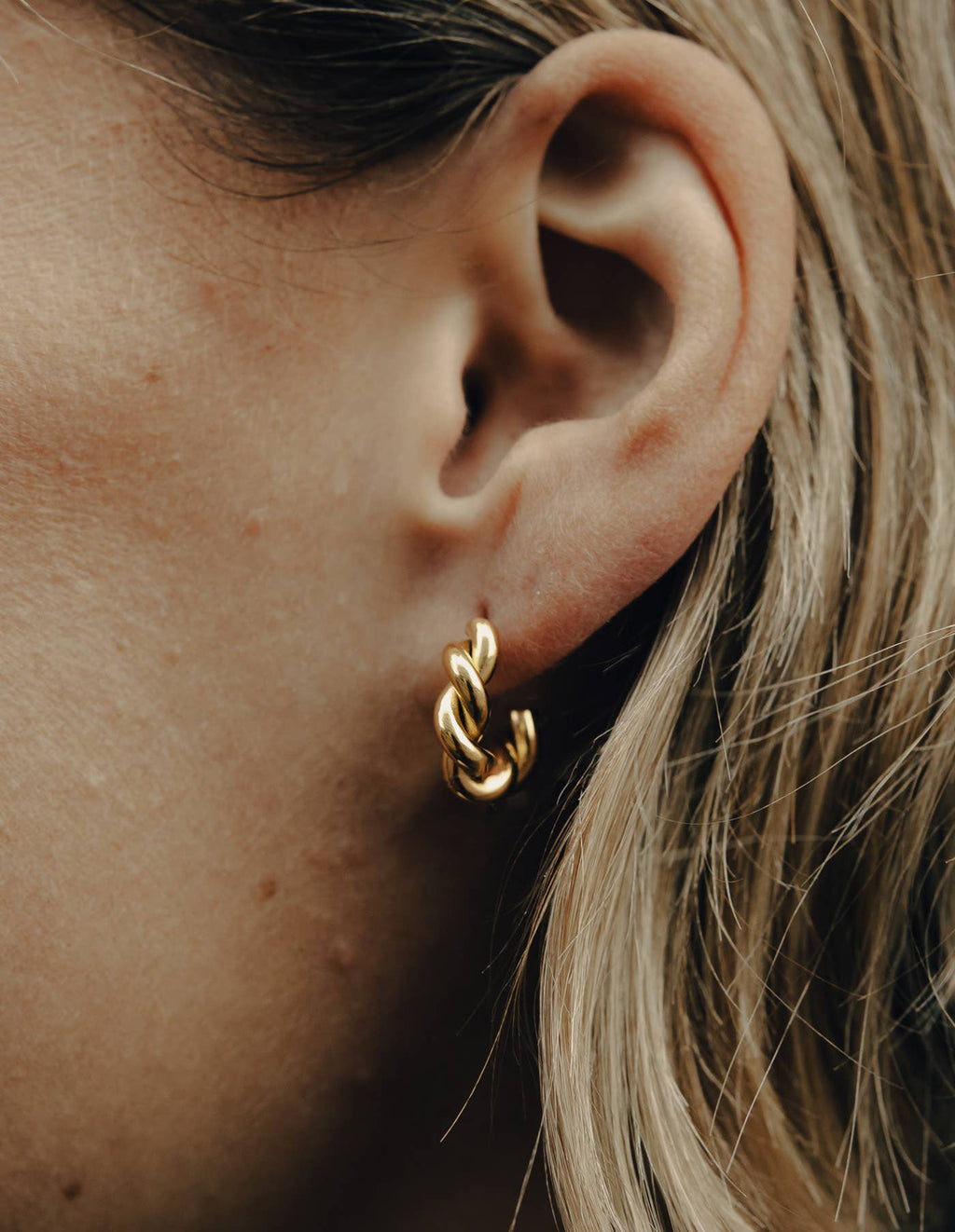 Nordic Muse Gold Ridge Twist Hoop Earrings - Jewellery - Subject to Change