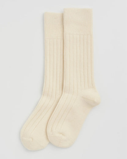 Merino Bed Socks in Clotted Cream