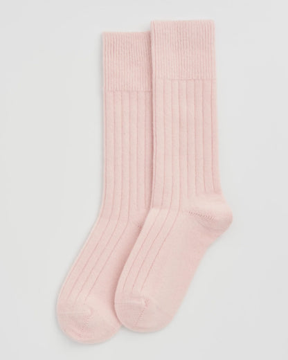 Merino Bed Socks in Frosting Pink