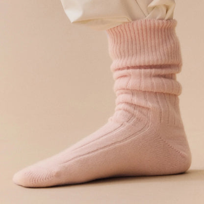 Merino Bed Socks in Frosting Pink
