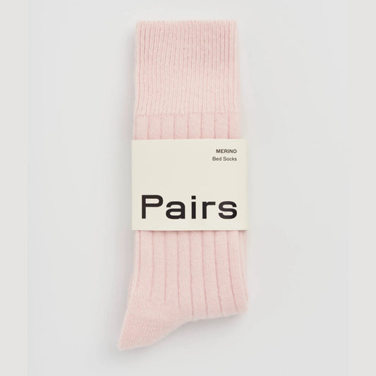 Merino Bed Socks in Frosting Pink