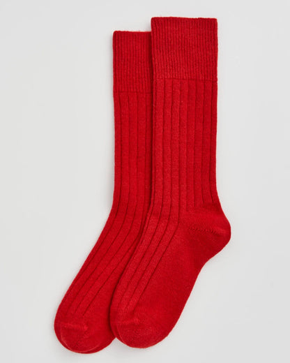 Merino Bed Socks in Postbox Red