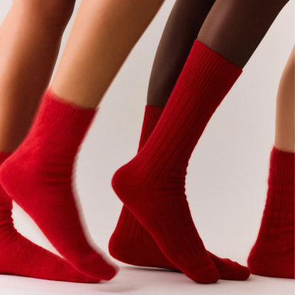 Merino Bed Socks in Postbox Red