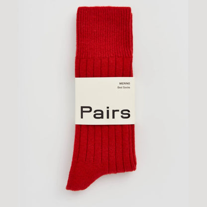 Merino Bed Socks in Postbox Red