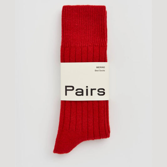 Merino Bed Socks in Postbox Red