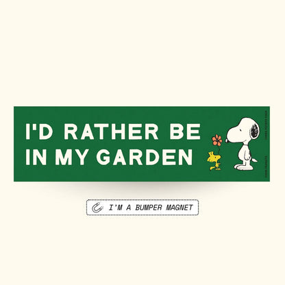 Snoopy Rather Be In My Garden Bumper Magnet – Peanuts Car Magnet