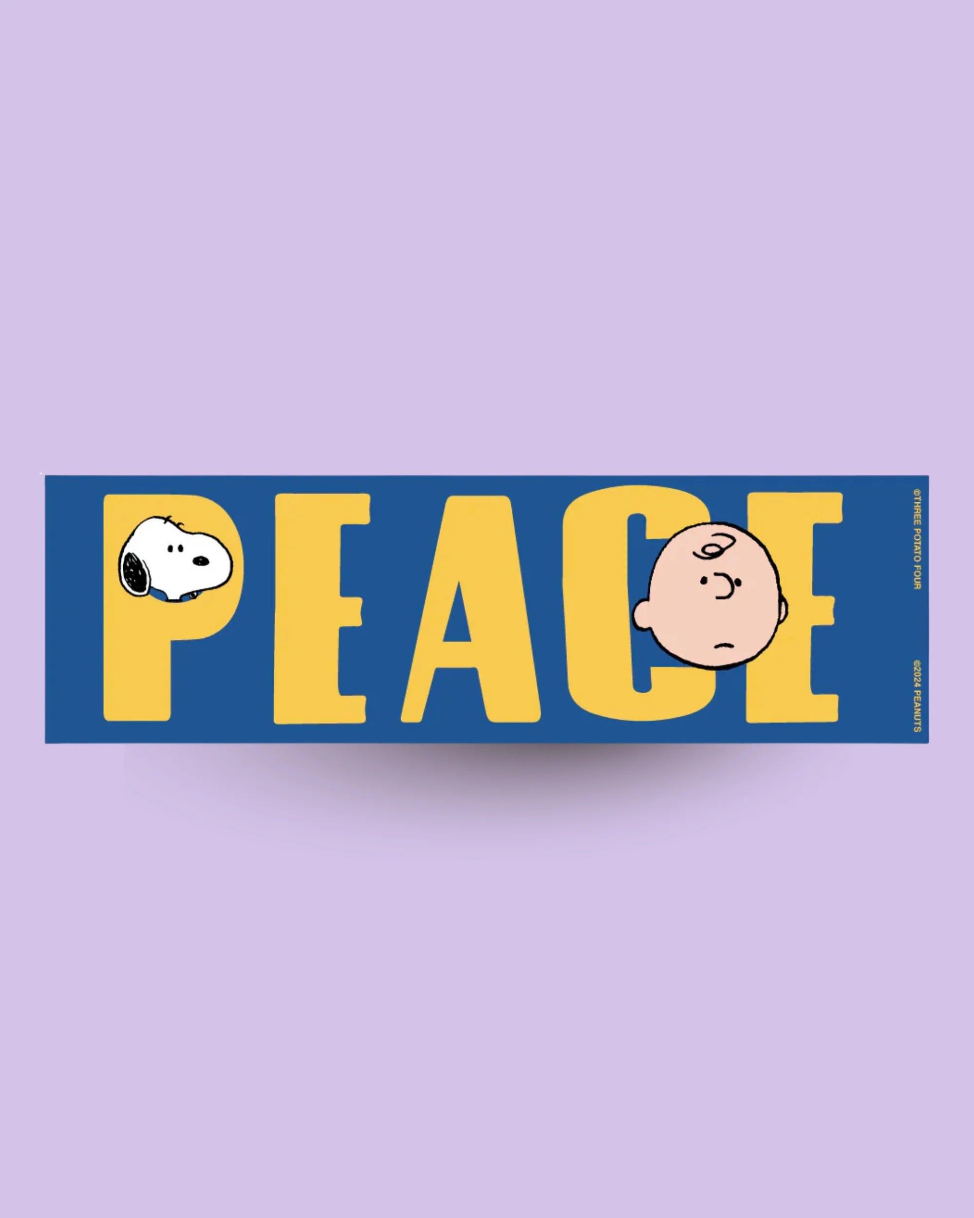 Peanuts bumper magnet with Charlie Brown and Snoopy and 'PEACE' text