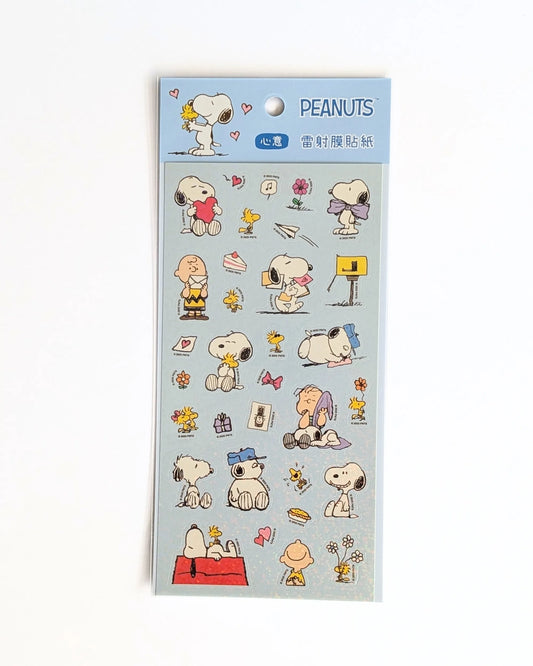 Snoopy and Peanuts sticker sheet – hearts and everyday scenes