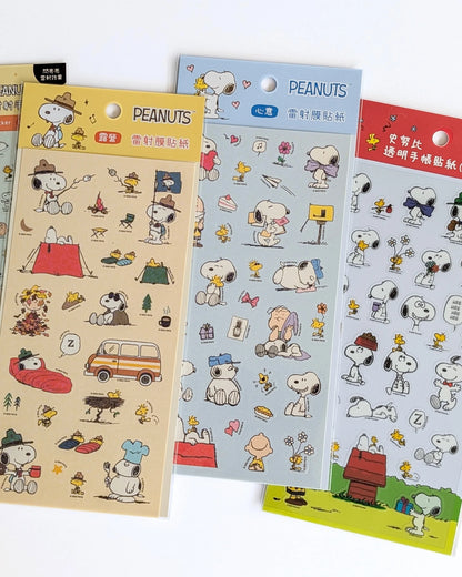 Snoopy camping sticker sheet – Beagle Scout, Peanuts