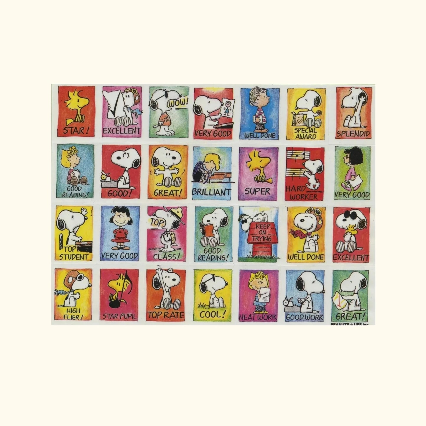 Peanuts school reward mini sticker sheet