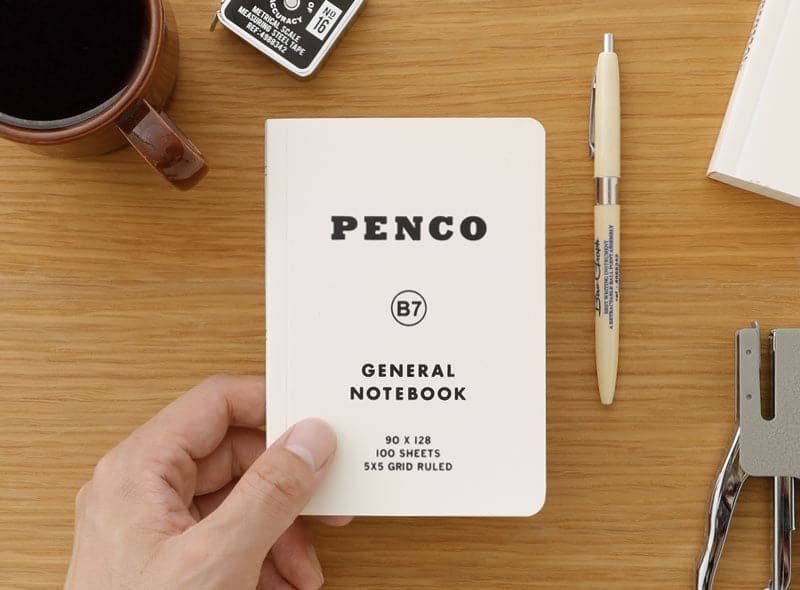 Front of Penco B7 grid pocket notebook in white