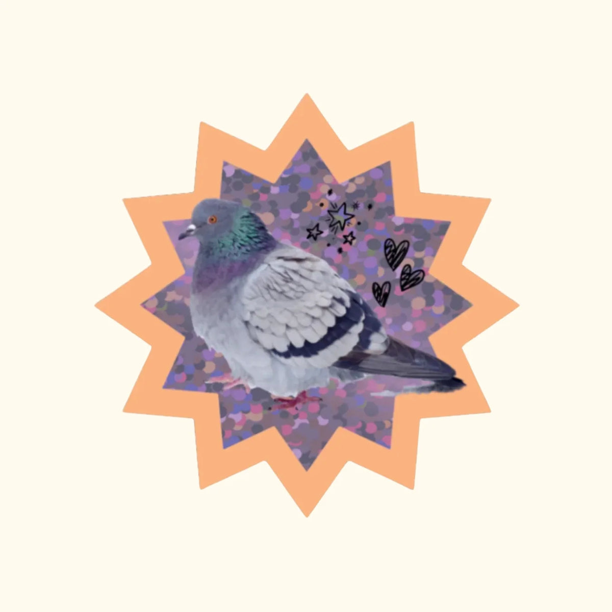 Shellflower Disco Pigeon Glitter Vinyl Sticker