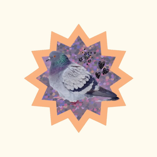 Disco Pigeon Glitter Vinyl Sticker