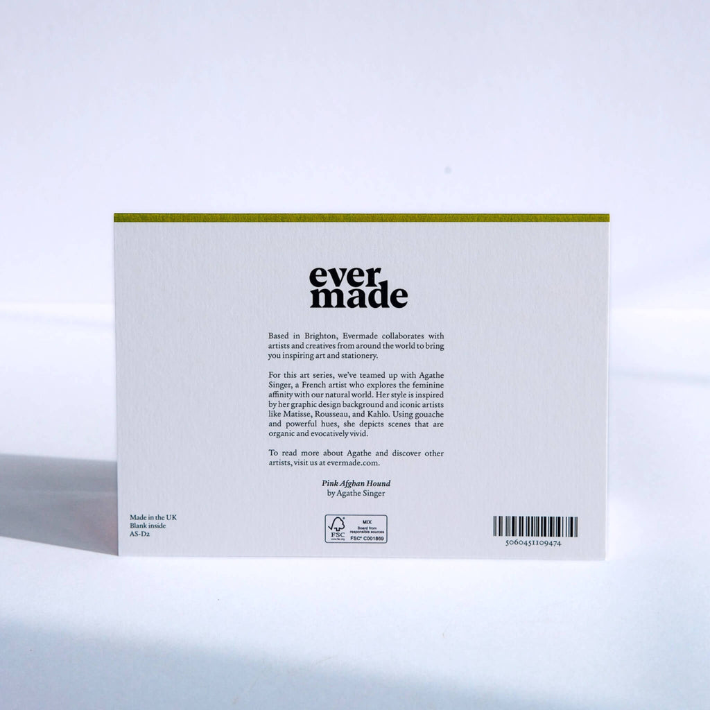 Back of the Pink Afghan Hound Greeting Card by Agathe Singer