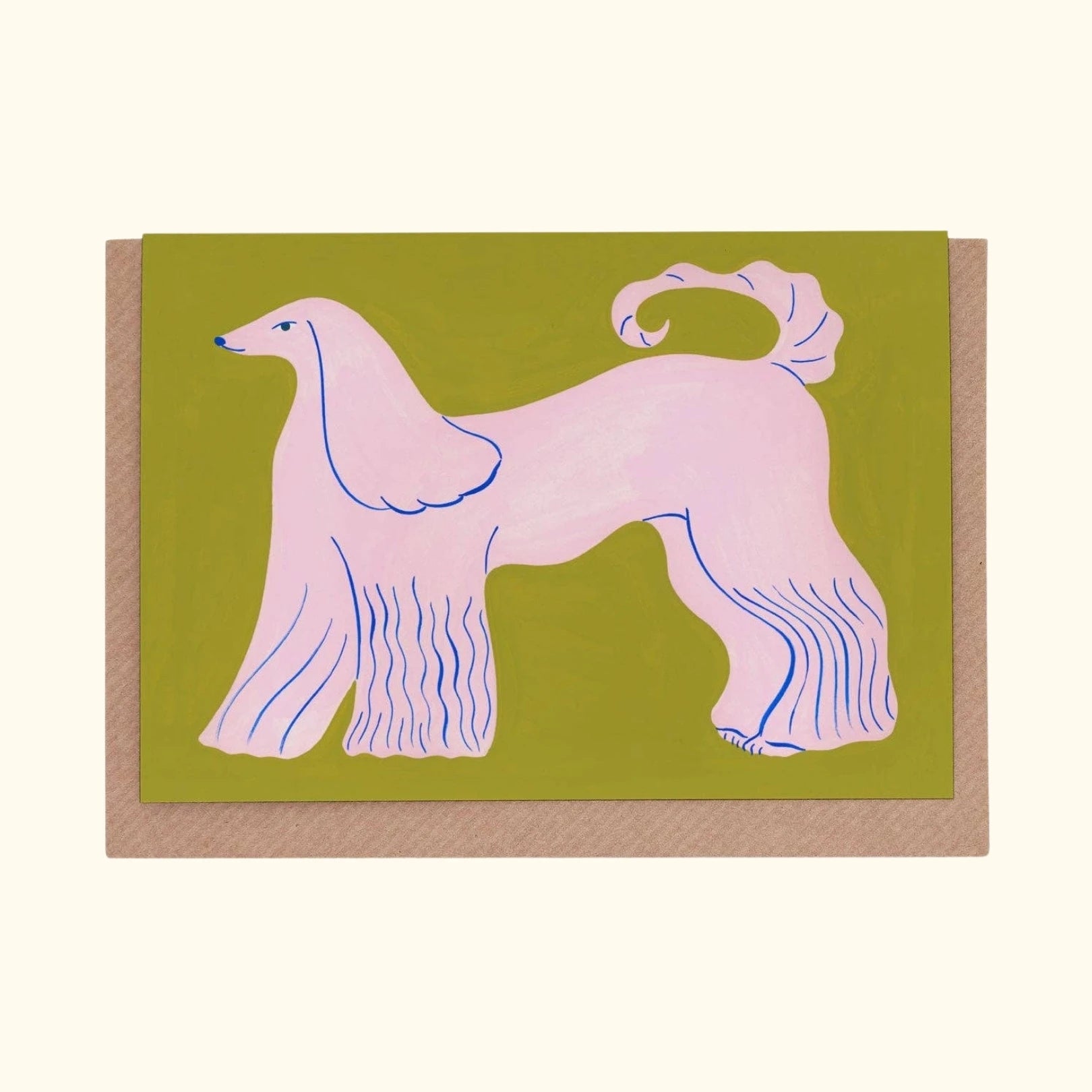 Pink Afghan Hound greeting card by Agathe Singer