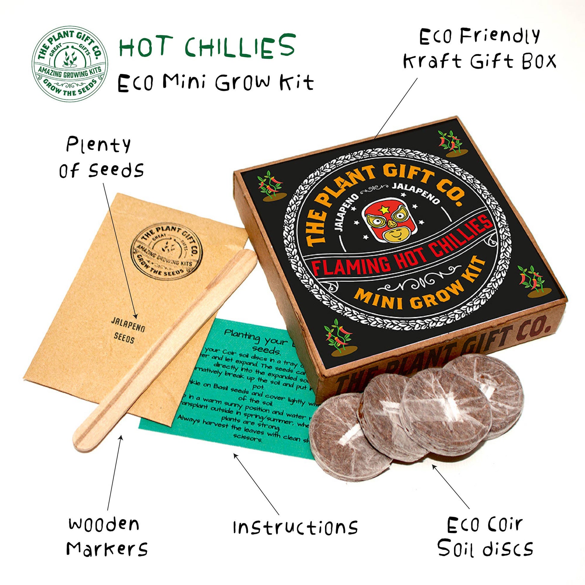 Plant Gift Co Flaming Hot Chillies Mini Grow Kit - Grow Kit - Subject to Change