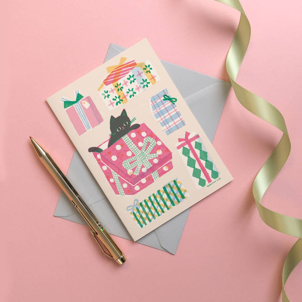 Printer Johnson A6 Kitty & Giftboxes Card - Cards - Subject to Change
