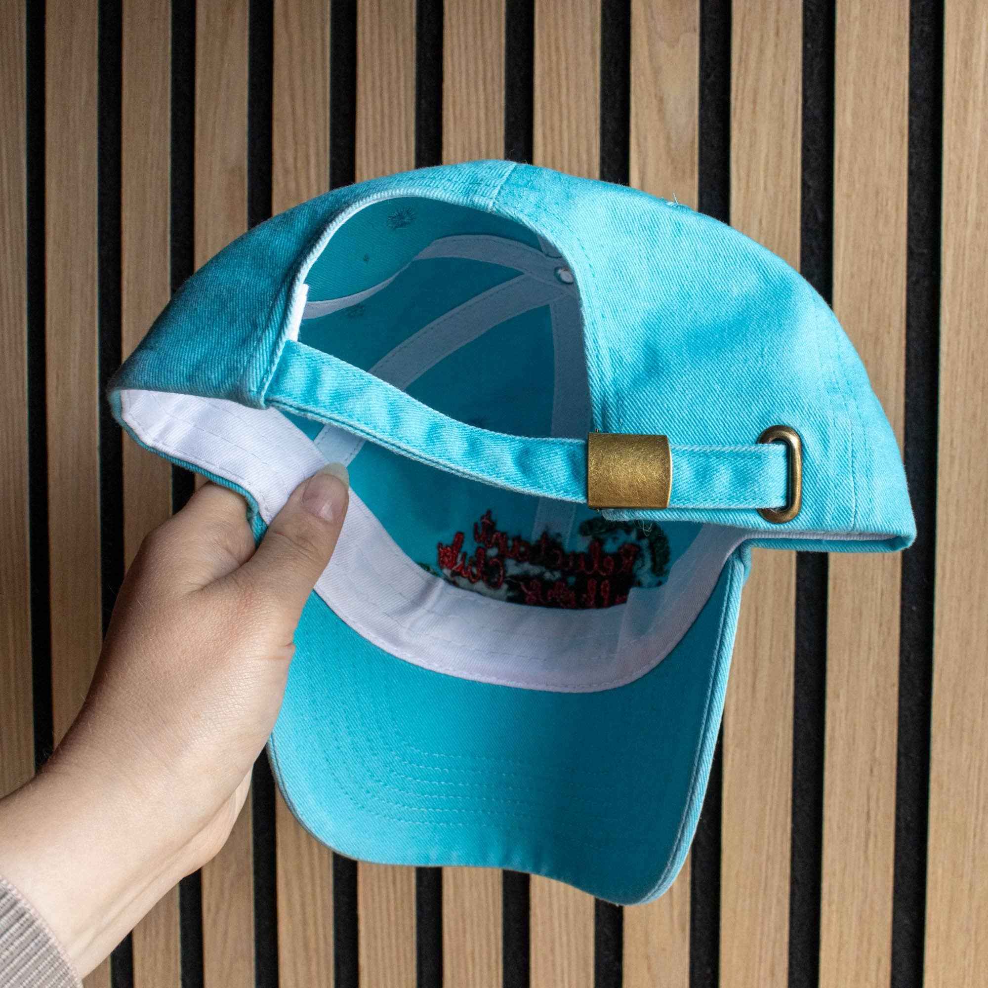 colourful embroidery and adjustable strap on hat