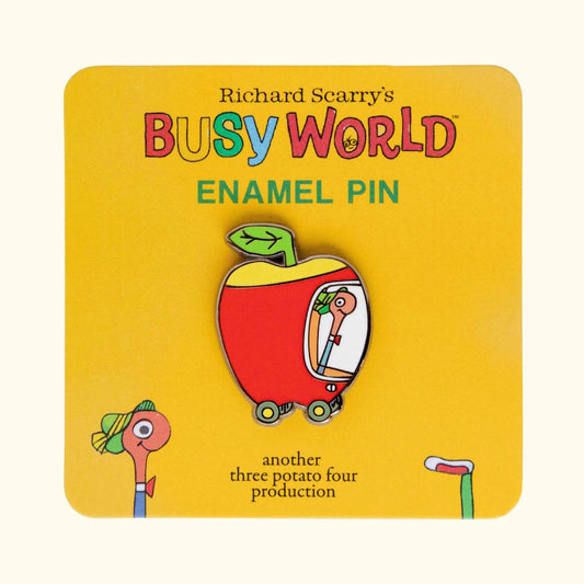 Richard Scarry Lowly Worm apple car enamel pin