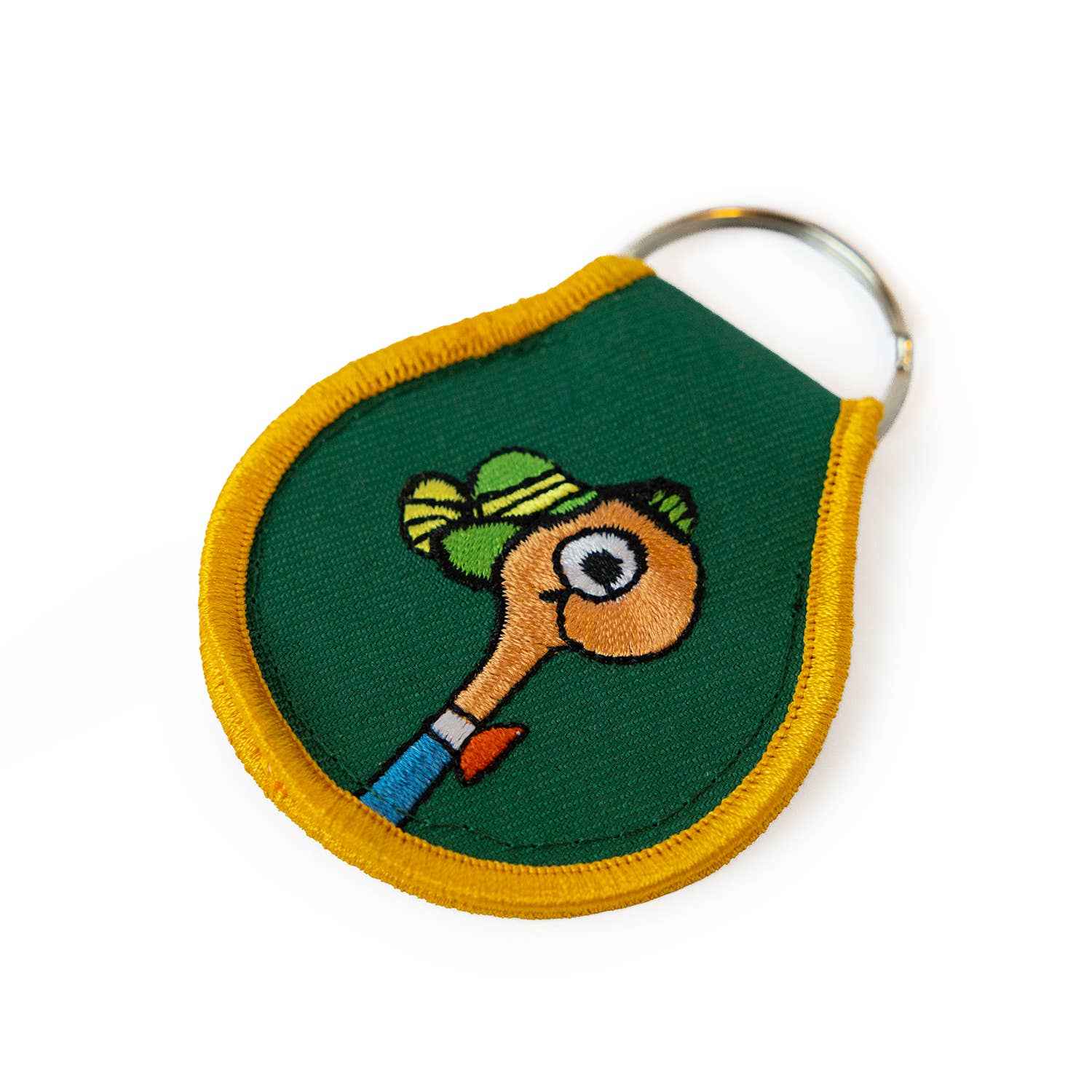 Lowly worm patch keychain with embroidered design