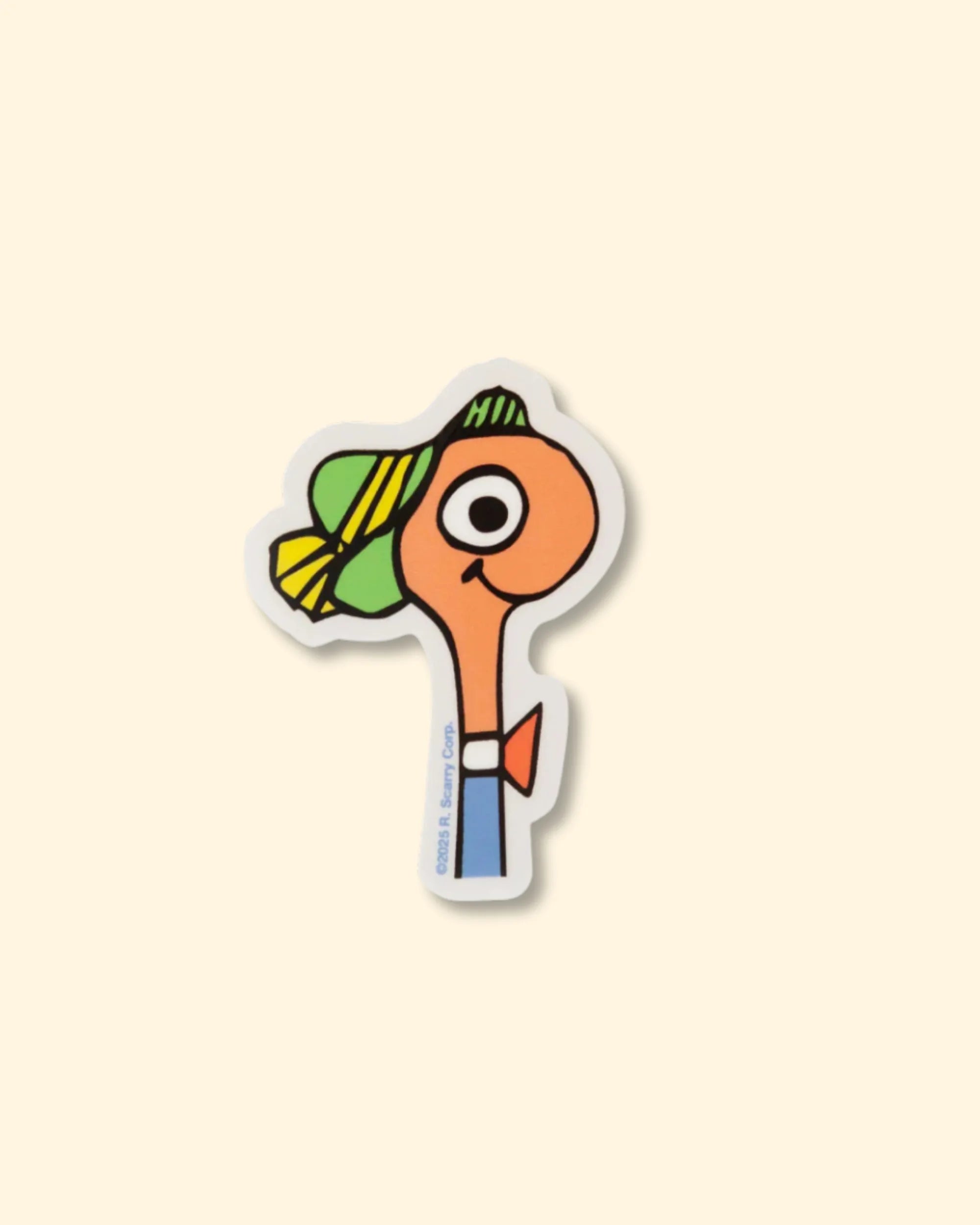Lowly worm vinyl sticker from richard scarrys busytown