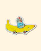 Sticker of the banana car from richard scarry busy town