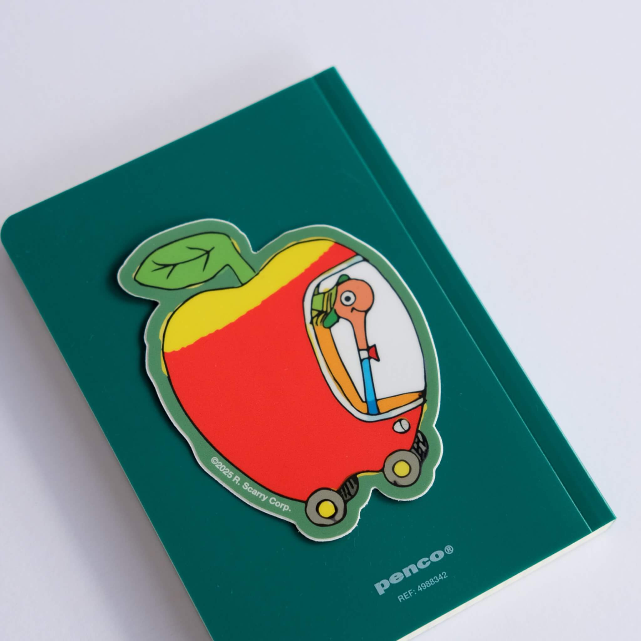 Lowly Worm Apple Car sticker from Richard Scarry on notebook