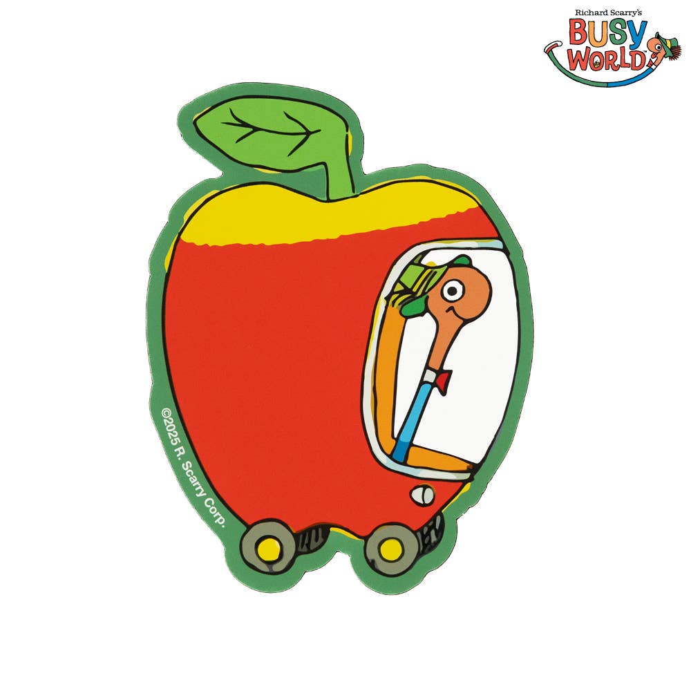 Richard Scarry apple car sticker Lowly Worm

