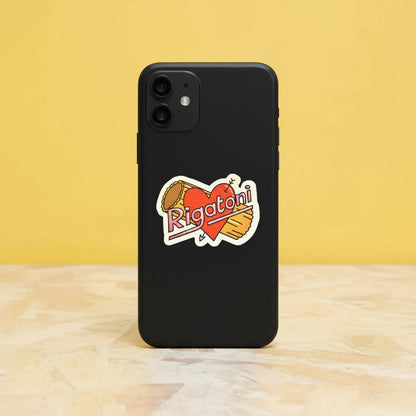 Rigatoni gloss vinyl sticker on back of mobile phone