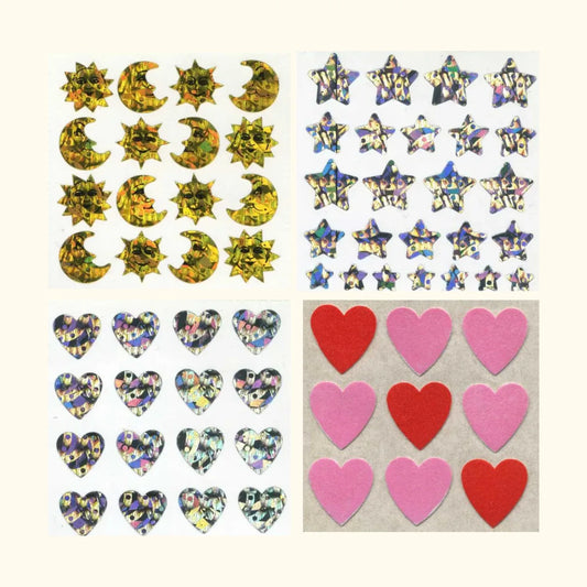 Old School Stickers - Hearts, Stars and Suns