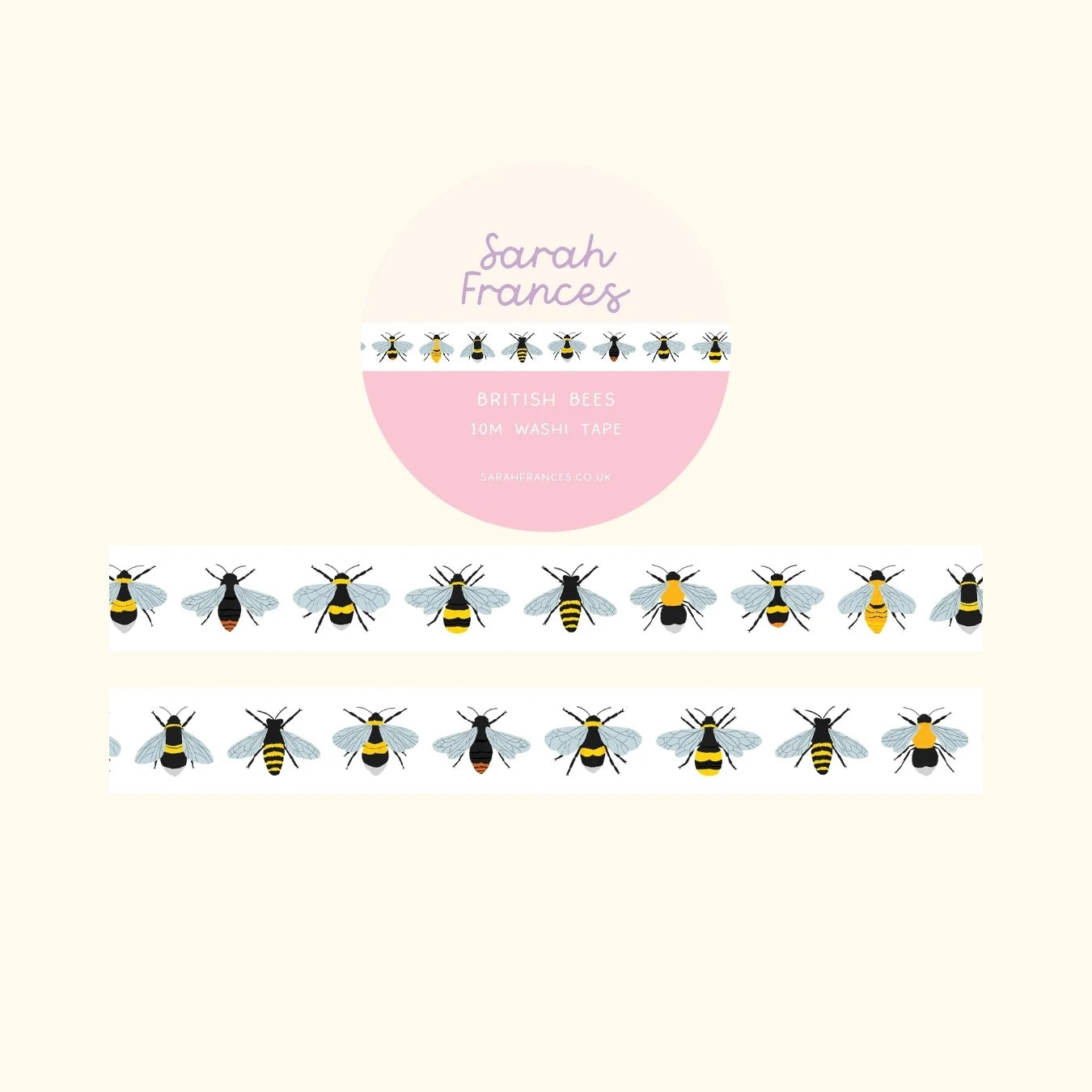British bees washi tape – illustrated nature design