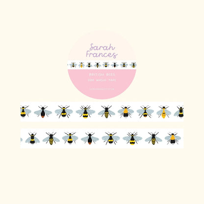 British bees washi tape – illustrated nature design