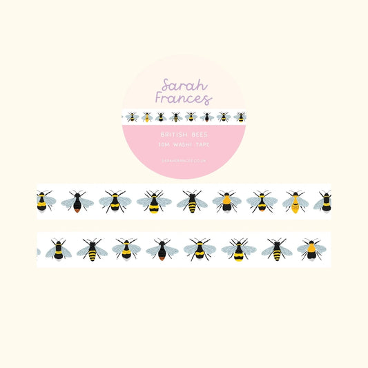 British bees washi tape – illustrated nature design
