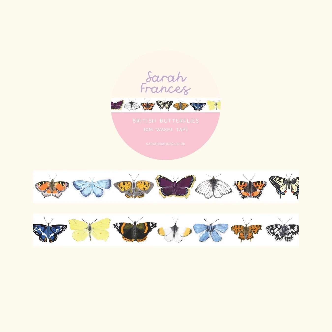 British butterflies washi tape – illustrated nature design