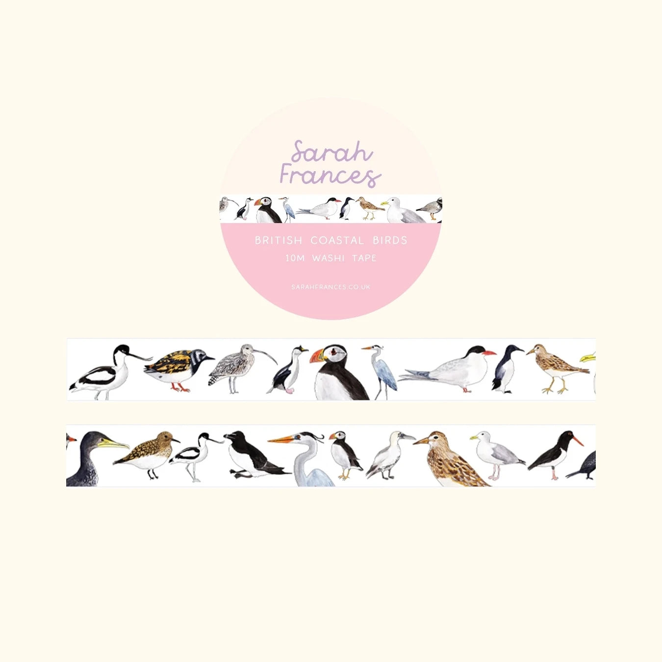 British coastal birds washi tape – illustrated nature design