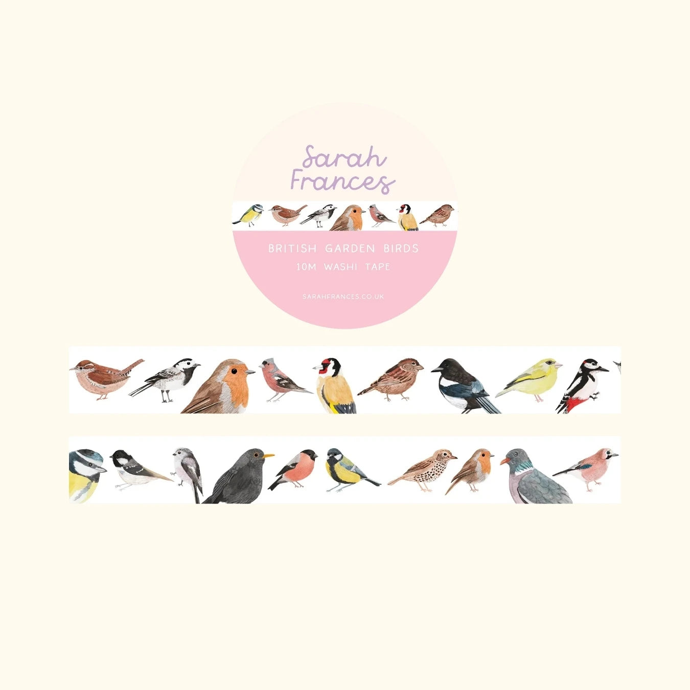 British birds washi tape – illustrated nature design