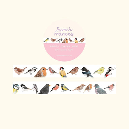 British birds washi tape – illustrated nature design