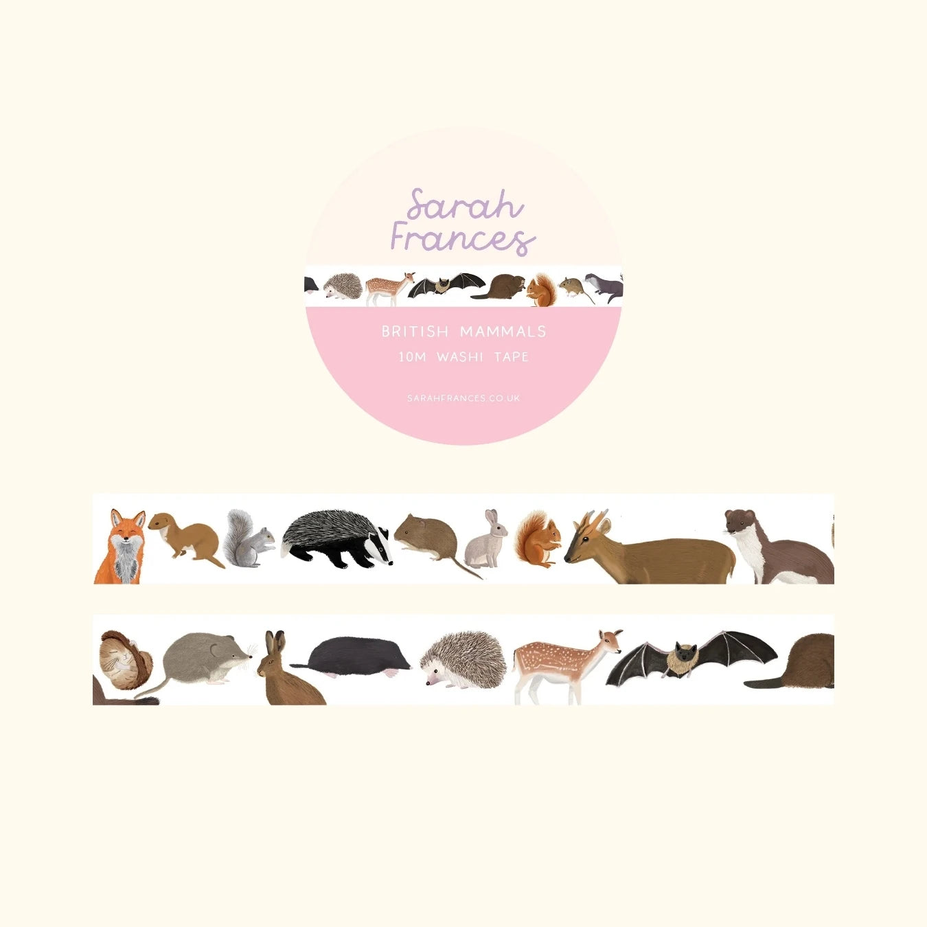British mammals washi tape – illustrated nature design