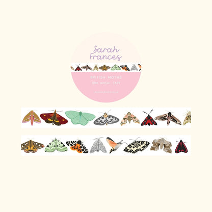 British moths washi tape – illustrated nature design