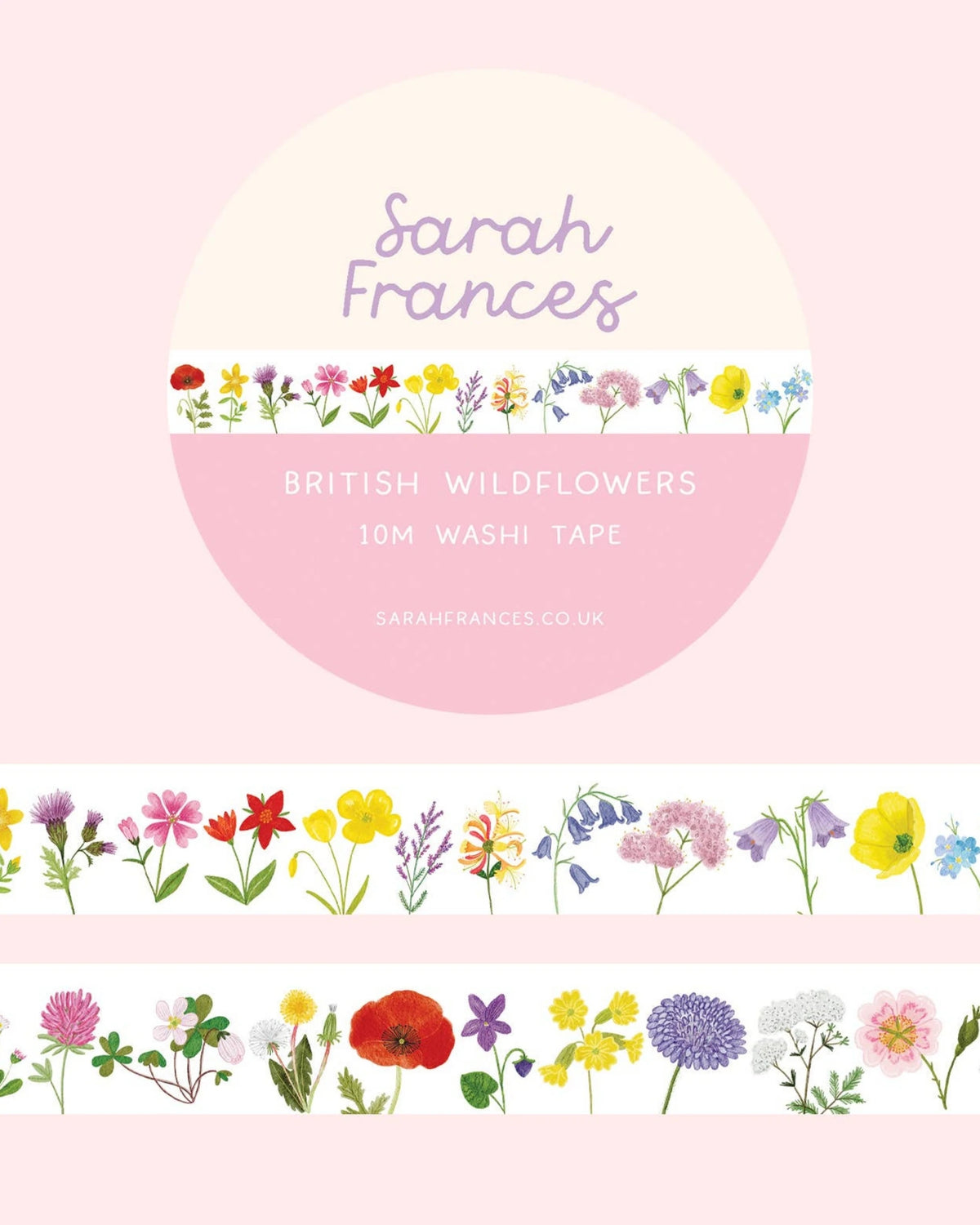 British wildflowers washi tape – illustrated nature design