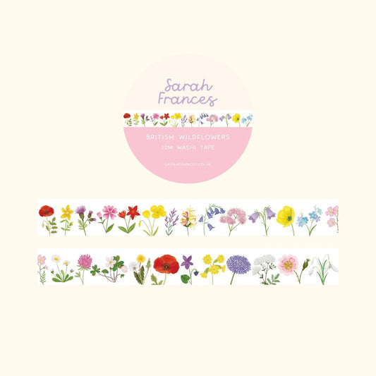 British wildflowers washi tape – illustrated nature design