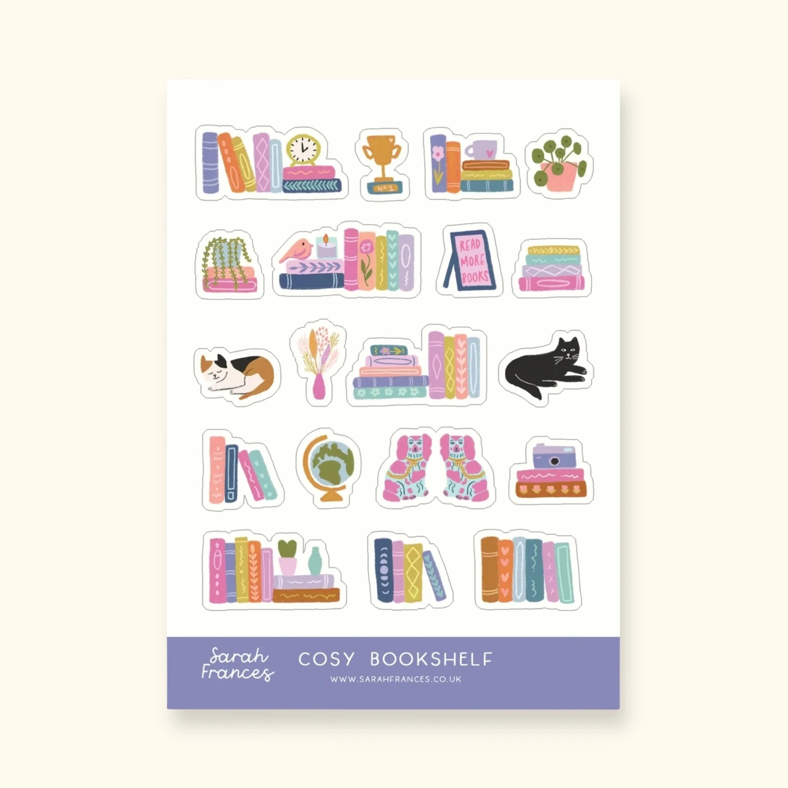Cosy bookshelf sticker sheet